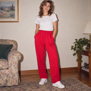 Vintage Jaclyn Sport Red LIghtweight Sweatpants Women’s M Pull On USA NWT Kmart